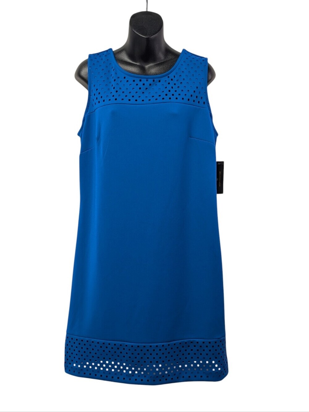 Worthington Women's Royal Blue Laser Cut Sleeveless Shift Dress Size L NWT
